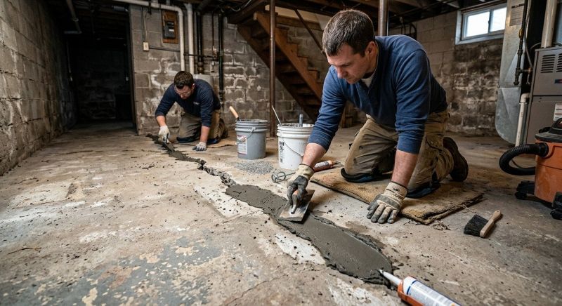 Cracked Basement Floor Repair in Arlington, MA