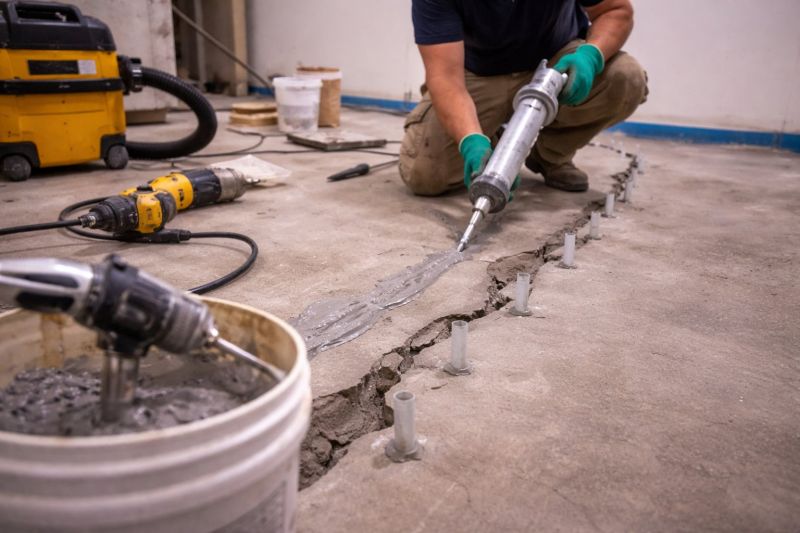 Cracked Basement Floor Repair in Arlington, MA