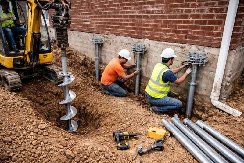 Helical Piers Installation in Arlington, MA
