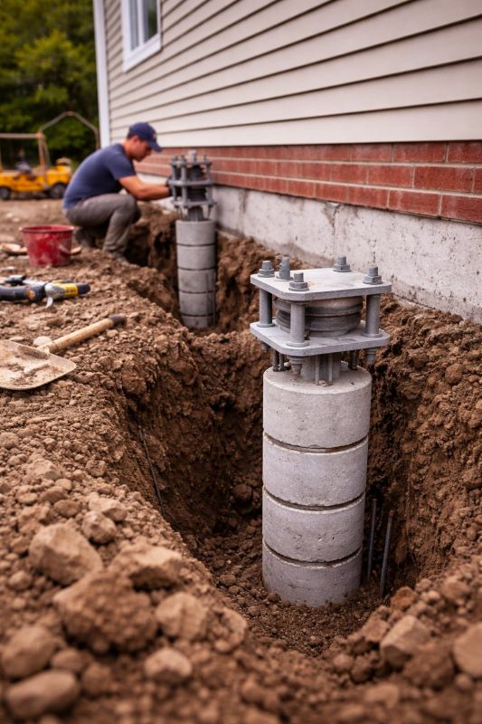 Helical Piers Installation in Arlington, MA