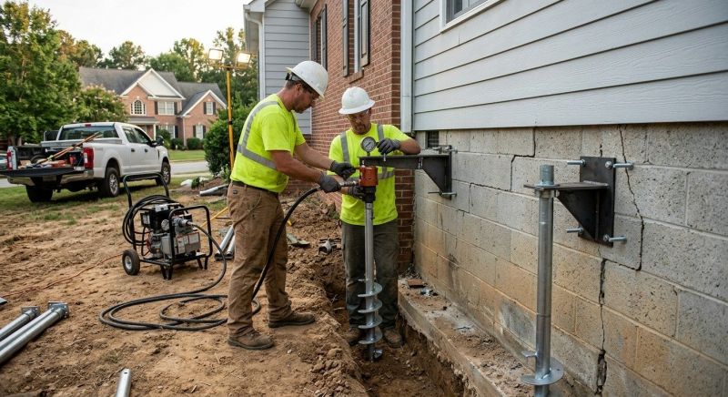 Helical Piers Installation in Arlington, MA