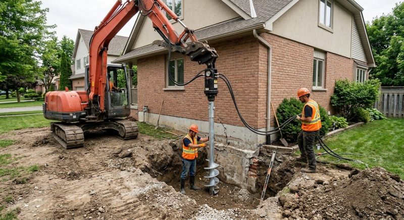 Helical Pile Installation in Arlington, MA