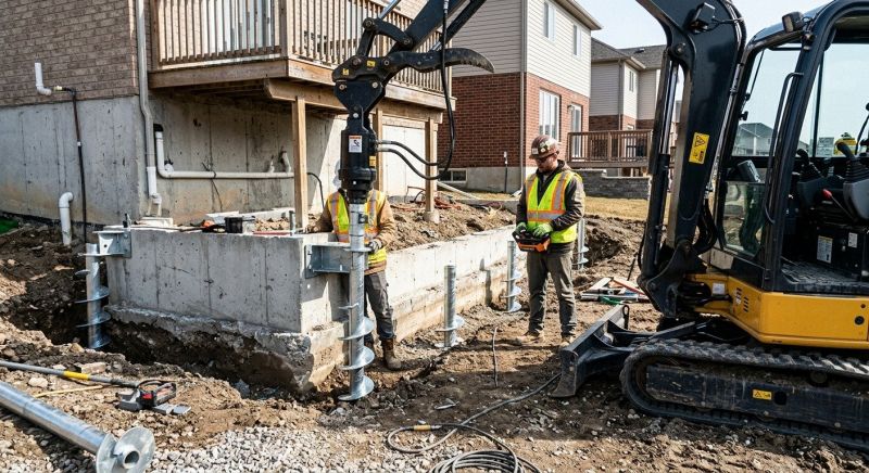 Helical Pile Installation in Arlington, MA